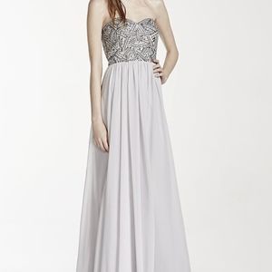 Strapless Geometric Beaded Prom Dress